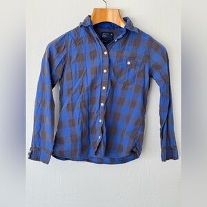American Eagle Blue and Brown Checkered Women’s Flannel Shirt